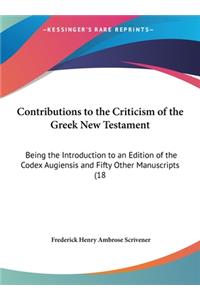 Contributions to the Criticism of the Greek New Testament