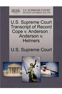 U.S. Supreme Court Transcript of Record Cope V. Anderson