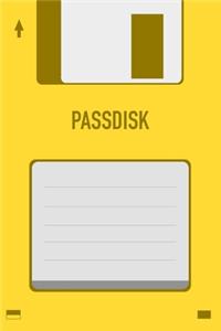 Yellow Passdisk Floppy Disk 3.5 Diskette Retro Password log [110pages][6x9]