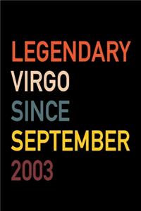 Legendary Virgo Since September 2003: Diary Journal - Legend Since Sept. Born In 03 Vintage Retro 80s Personal Writing Book - Horoscope Zodiac Star Sign - Daily Journaling for Journalist