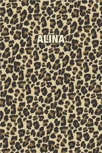 Alina: Personalized Notebook - Leopard Print (Animal Pattern). Blank College Ruled (Lined) Journal for Notes, Journaling, Diary Writing. Wildlife Theme Des