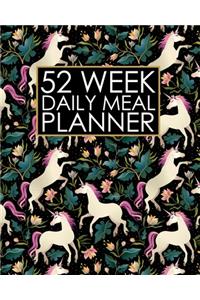 52 Week Daily Meal Planner: Pretty Princess Unicorn Design - Plan Shop and Prepare Large - Small Family Menu - Recipe Grocery Market Shopping Lists Budget Tracker - Vegan Veget