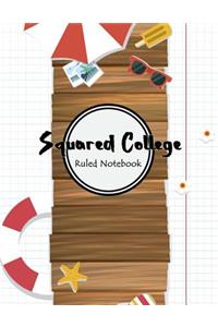 Squared College Ruled Notebook: Writing Notebook Paper Journal Planner, Gray squares cover this lined college ruled notepaper that is oriented from right to left