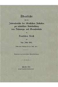 Übersicht über die Jahresberichte der öffentlichen Anstalten zur technischen Untersuchung von Nahrungs- und Genußmitteln im Deutschen Reich für das Jahr 1902