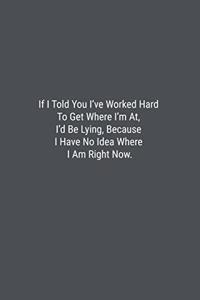 If I Told You I've Worked Hard To Get Where I'm At, I'd Be Lying, Because I Have No Idea Where I Am Right Now.