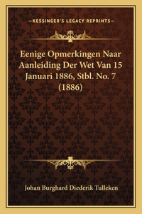 Eenige Opmerkingen Naar Aanleiding Der Wet Van 15 Januari 1886, Stbl. No. 7 (1886)