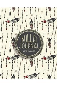 Bullet Journal Blank for 90 Days, Write Your Life Tribal Feather Arrow Numbered Pages Quarterly Journal Diary,