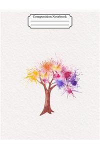 Composition Notebook Watercolor Tree Design Vol 10
