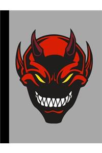 Bold Badass Devil Demon Face - Grey Wide Ruled Composition Notebook