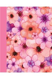 Journal: Watercolor Abstract (Lilac and Peach) 8x10 - Graph Journal - Journal with Graph Paper Pages, Square Grid Pattern