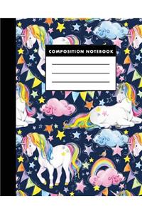 Composition Notebook: Rainbow Unicorns 8x10 Composition Notebook (the Best Study Journal for You)