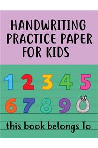 Handwriting practice paper for kids
