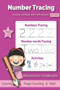 Numbers Tracing practice for Girls Preschoolers Ages