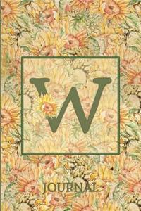 W Journal: Vintage Sunflower Journal Monogram Initial W Lined Notebook Decorated Interior