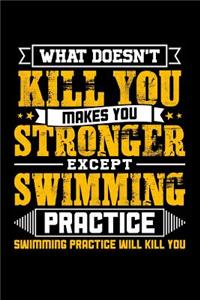 What doesn't kill you makes you stronger except Swim practice Swimming practice will kill you