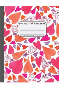Wide Ruled Composition Notebook Hearts