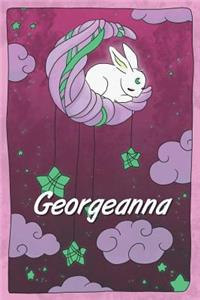 Georgeanna: personalized notebook sleeping bunny on the moon with stars softcover 120 pages blank useful as notebook, dream diary, scrapbook, journal or gift id