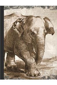 Vintage Elephant Composition Notebook, Unruled Blank Sketch Paper