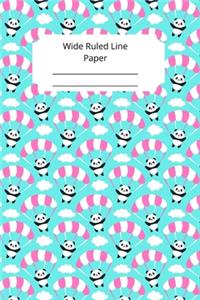 Cute Baby Panda Theme Wide Ruled Line Paper
