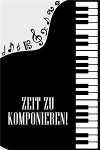 Zeit zu Komponieren: Noten-Heft DIN-A5 mit 100 Seiten leerer Notenzeilen zum Notieren von Melodien und Noten für Komponistinnen, Komponisten, Musikstudentinnen und Musik