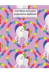Half Blank Half Lined Composition Notebook