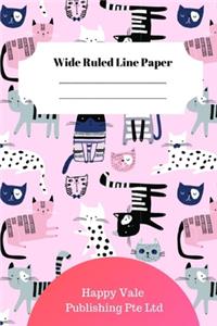 Cute Cat Theme Wide Ruled Line Paper