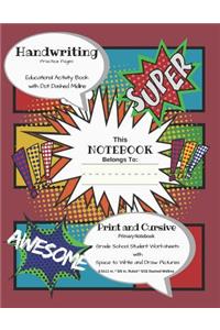 Handwriting Practice Pages Educational Activity Book with Dot Dashed Midline