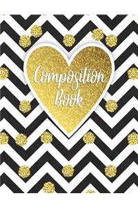 Composition Book: Gold Trendy Bullet Notebook - 150-Page 1/2 Inch Dot Grid Journal - 8.5 X 11 Glossy Softcover