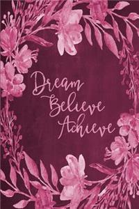 Chalkboard Bullet Dot Grid Journal - Dream Believe Achieve (Pink)