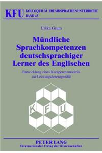 Muendliche Sprachkompetenzen Deutschsprachiger Lerner Des Englischen