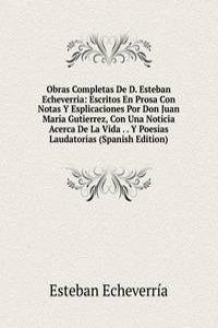 Obras Completas De D. Esteban Echeverria: Escritos En Prosa Con Notas Y Esplicaciones Por Don Juan Maria Gutierrez, Con Una Noticia Acerca De La Vida . . Y Poesias Laudatorias (Spanish Edition)