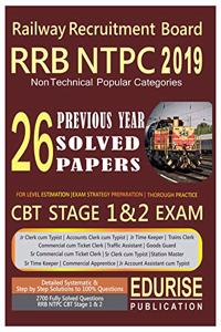 Railway Recruitment Board RRB NTPC 2019 Non Technical Popular Categories 26 Previous Year Solved Papers CBT Stage 1 & 2 Exam
