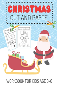 Cut and Paste Christmas Workbook For Kids Age 3-6