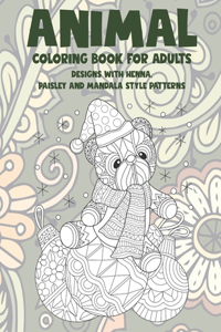 Animal - Coloring Book for adults - Designs with Henna, Paisley and Mandala Style Patterns