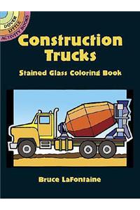 Construction Trucks Stained Glass Coloring Book