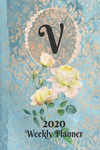 Plan On It Large Print 2020 Weekly Calendar Planner 15 Months Notebook Includes Address Phone Number Pages - Monogram Letter V