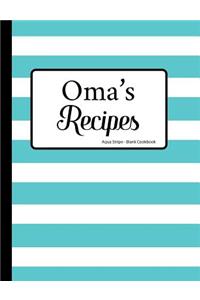 Oma's Recipes Aqua Stripe Blank Cookbook