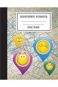 Emoji Composition Notebook Journal Wide Ruled Book To Write In, 8x10