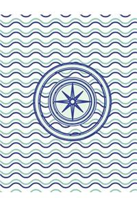 Compass Nautical Waves Notebook - 4x4 Graph Paper