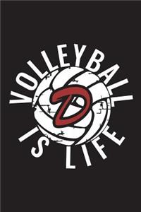 D Monogram Initial Volleyball Journal
