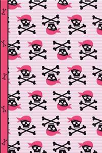 Pink Pirate Girl Skulls and Bones College Ruled Journal Paper