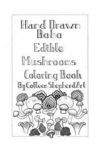 Hand Drawn Boho Edible Mushroom coloring book
