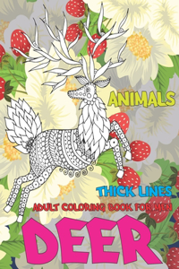 Adult Coloring Book for Men - Animals - Thick Lines - Deer