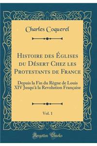 Histoire Des Ã?glises Du DÃ©sert Chez Les Protestants de France, Vol. 1: Depuis La Fin Du RÃ¨gne de Louis XIV Jusqu'Ã  La Revolution FranÃ§aise (Classic Reprint)