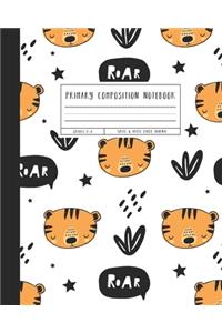 Primary Composition Notebook: Grades K-2 Write & Draw Story Journal, Cute Tigers