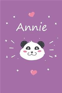 Annie: Personalisiertes Panda Tage-/Notizbuch Mit Dem Vornamen Annie Und Ganzen 100 Linierten Seiten Im 6x9 Zoll Format (Ca.Din A5). Optimal ALS Schreibhef