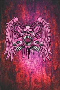 Gothic Notizbuch Brüllender Schädel auf magischem Background