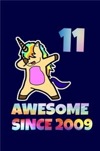 Dabbing Unicorn Awesome Since 2009 11th Birthday