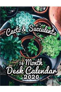 Cacti and Succulents 14-Month Desk Calendar 2020