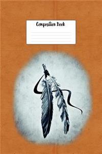 Composition Book: Native American Indian Feather Hair Ties 6 X 9 Collegeruled Paper Notebook, Appreciation, Quote Journal or Diary Unique Inspirational Gift for Friend or Teacher, End of Year, Retirement, Birthday, Gratitude Present - Cool Feathers